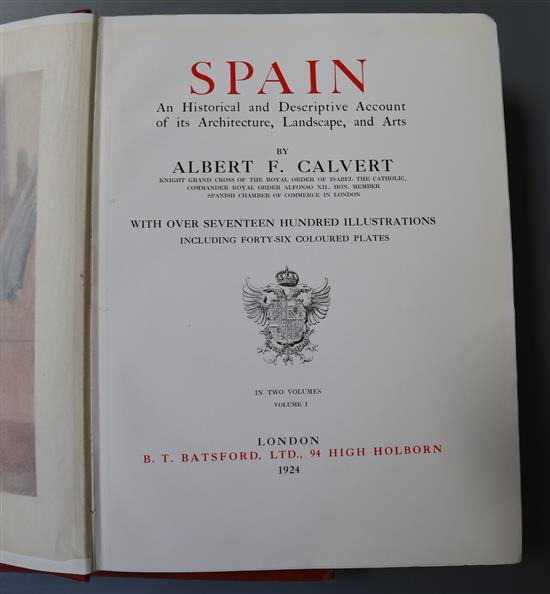 Calvert, Albert F, - Spain, 2 vols, qto, red cloth, 1700 illustrations, 46 in colour, B.T. Batsford, London 1924